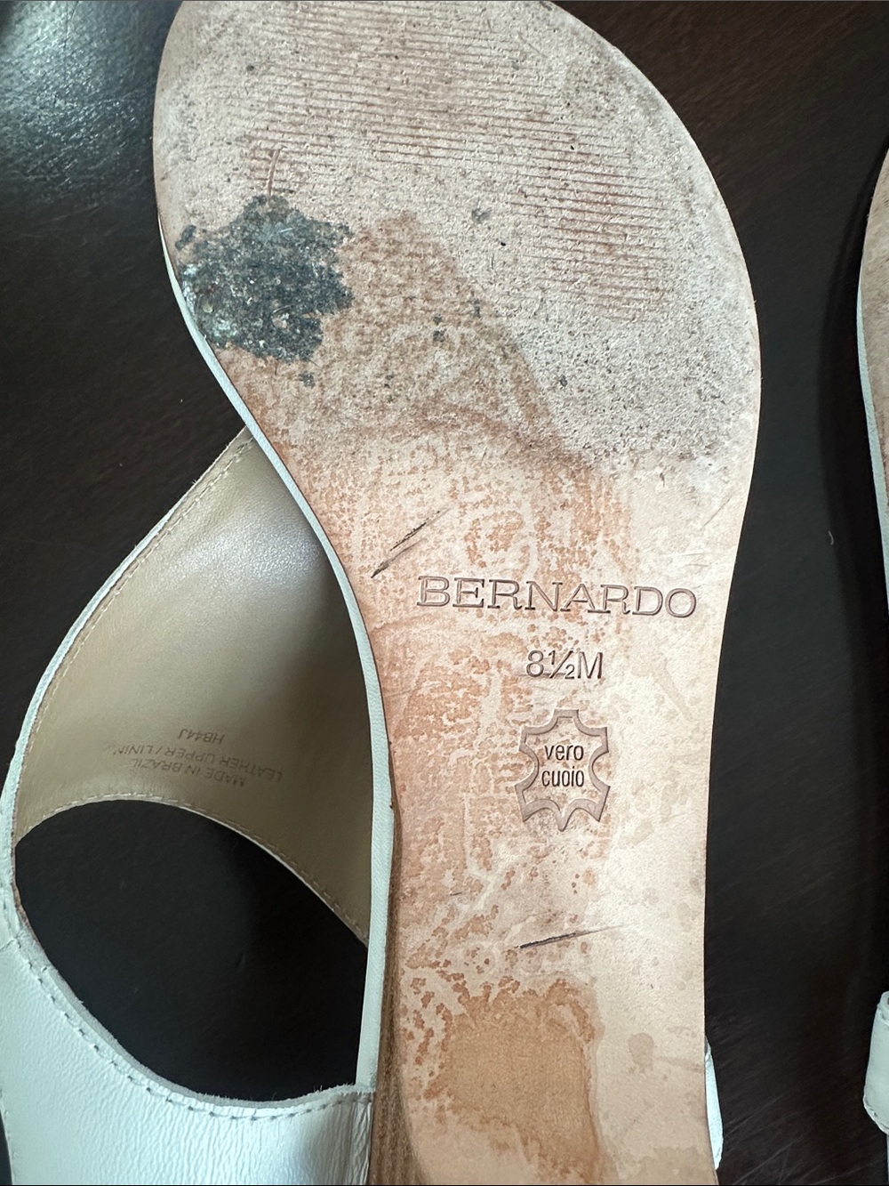 Bernardo Womens Off White Leather Gala Sandal Stacked Heel Size 8.5 Minimalist - Picture 12 of 13